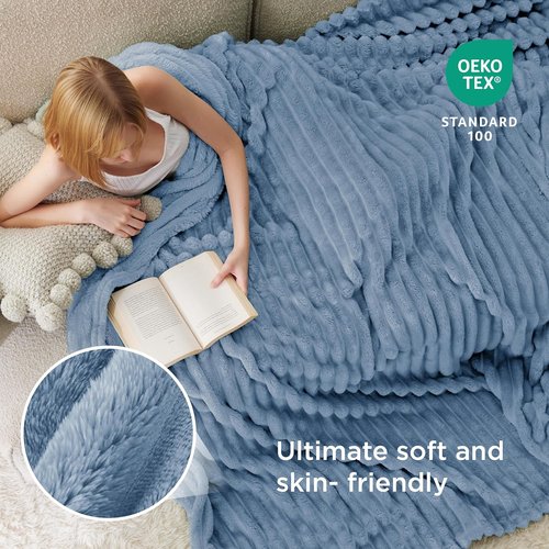 Bedsure GentleSoft Blue Full Blanket - Cozy Fleece Throw for Women | Perfect Birthday Gift, 84x90 Inches