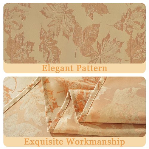 Honellaty Jacquard Tablecloth Rectangle 60x120 Inches, Spillproof, Stain Resistant, Wrinkle Free Damask Table Cloth for Fall, Harvest, Thanksgiving, Dinner(Gold)