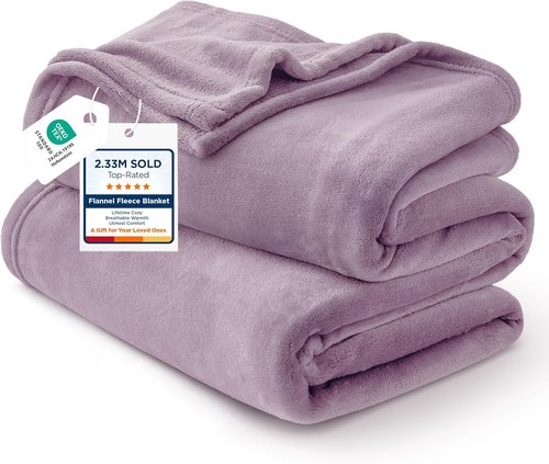 Bedsure GentleSoft Fleece Blanket - Lightweight Plush Cozy Twin Size Fog Purple 60x80 Inches
