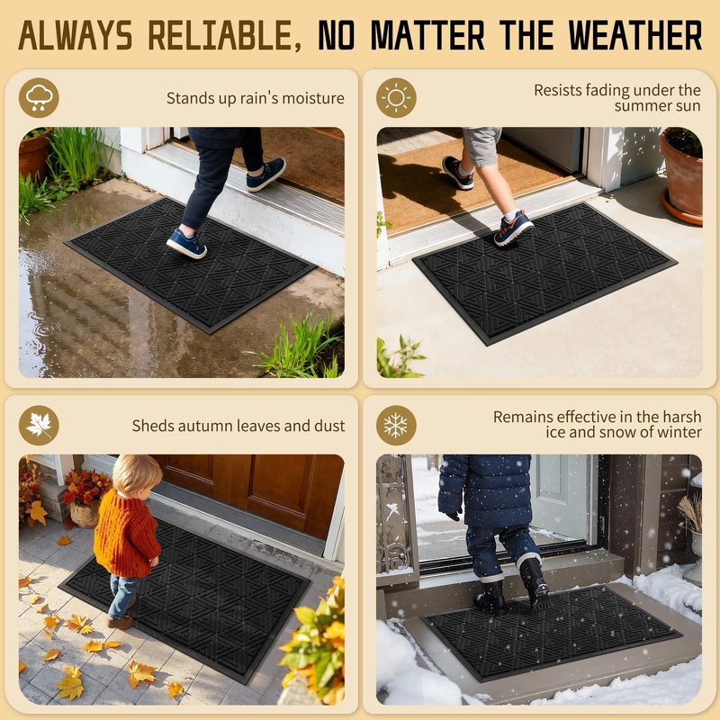 Yimobra Extra Large Door Mat 60x36, All-Weather Waterproof Non-Slip Welcome Matt Outdoor, Heavy Duty Non Slip Doormat for Entryway for Patio and Garage Indoor, Easy Clean, Black