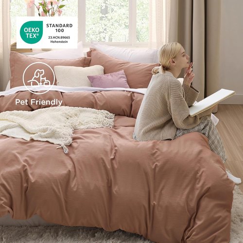 Bedsure Mocha Mousse Duvet Cover - King Size 3-Piece Soft Bedding Set with Zipper Closure & Pillow Shams