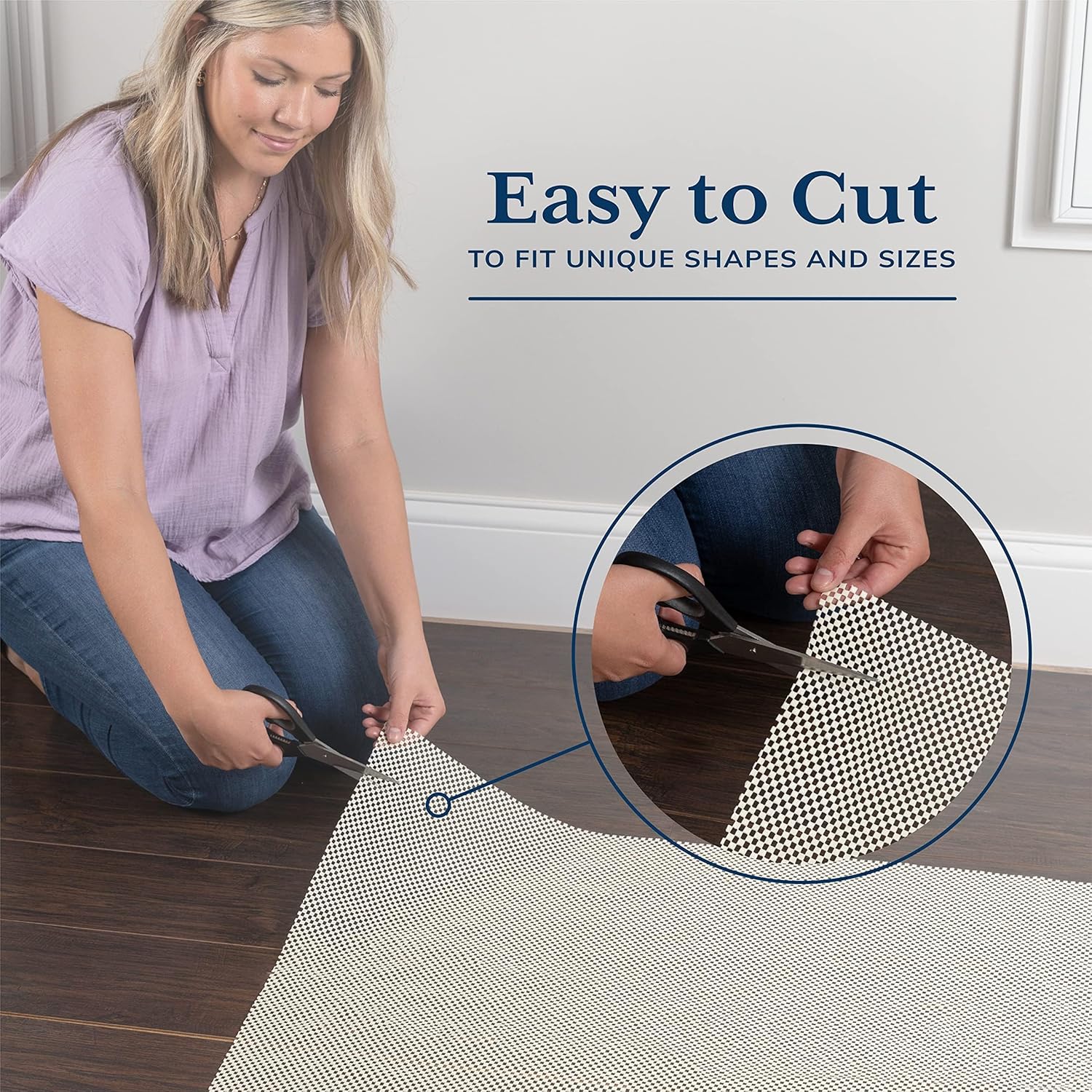Veken Rug Gripper Pad - Thick Non-Slip Area Rug Pad for Hardwood & Tile Floors | 2x3 Ft Anti-Skid Mat