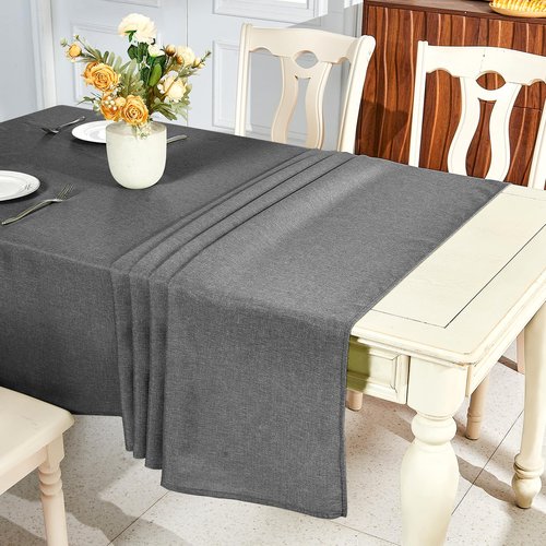 IVAPUPU Textured Linen Table Cloth for Rectangle Table - Grey Tablecloths Rectangular Waterproof Wrinkle Free Wipeable Dining Table Cover for Spring Wedding Birthday Kitchen Decor, 52 x 70 Inch