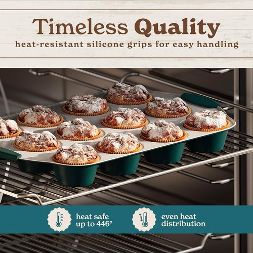 Country Kitchen Nonstick Bakeware Set - Heavy Duty & Durable 10-Piece Baking Set in Sage
