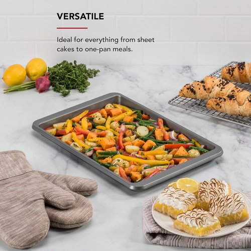 KitchenAid Premium Baking Sheet - Nonstick Aluminized Steel | 10x15 Inch, Contour Silver (Pack of 6)