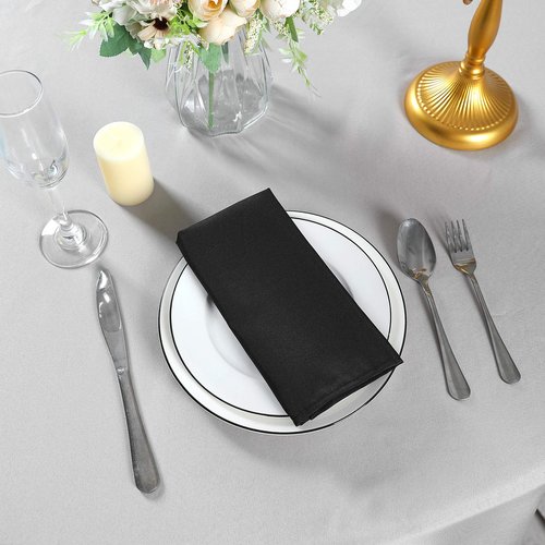 Cloth Napkins 17x17 inch Washable Polyester Dinner Napkins Soft Table Napkins for Wedding Party Dining Banquet(Black,50PCS)