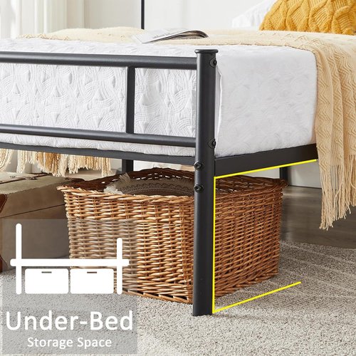 VECELO Twin Platform Bed Frame with Headboard and Footboard, 12'' Under-Bed Storage & Strong Metal Slats Support, No Box Spring Needed
