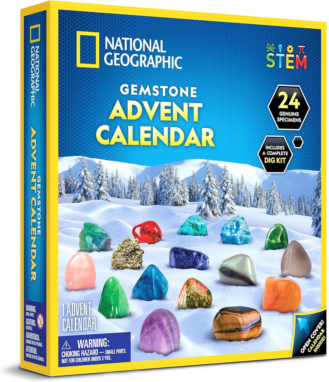 National Geographic 2025 Gemstone Advent Calendar - Limited Edition Kids' Countdown with 24 Gemstones & Mini Dig Kit