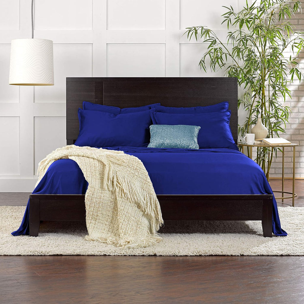 Pure Bamboo California King Sheets - 100% Organic Viscose Bed Set, Soft & Cooling, Cobalt Blue