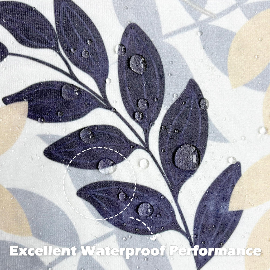 CaliTime Throw Pillow Covers Outdoor Waterproof Pack of 2 Cozy Flourishing Leaves Branches Decorative Cushion Cases for Garden Patio Tent Balcony Couch Sofa 18 X 18 Inches Navy Blue Beige Grey