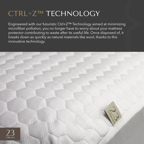 23 Threads X161 Series Padded, Plush, Soft, Luxurious, Waterproof Noiseless Mattress-Protector Cover, Fitted, with Ctrl+Z Technology, Mattress Not Included, 16 Inch Deep, Twin