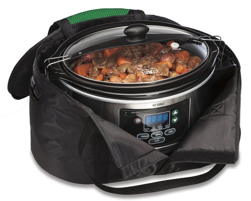 Hamilton Beach 6-Quart Slow Cooker with 3 Cooking Settings & Portable Slow Cooker Travel Bag