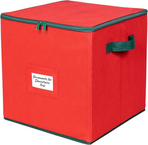 HOLDN’ STORAGE Christmas Ornament Storage Box - Holds Up to 64 Ornaments | Adjustable Red Container