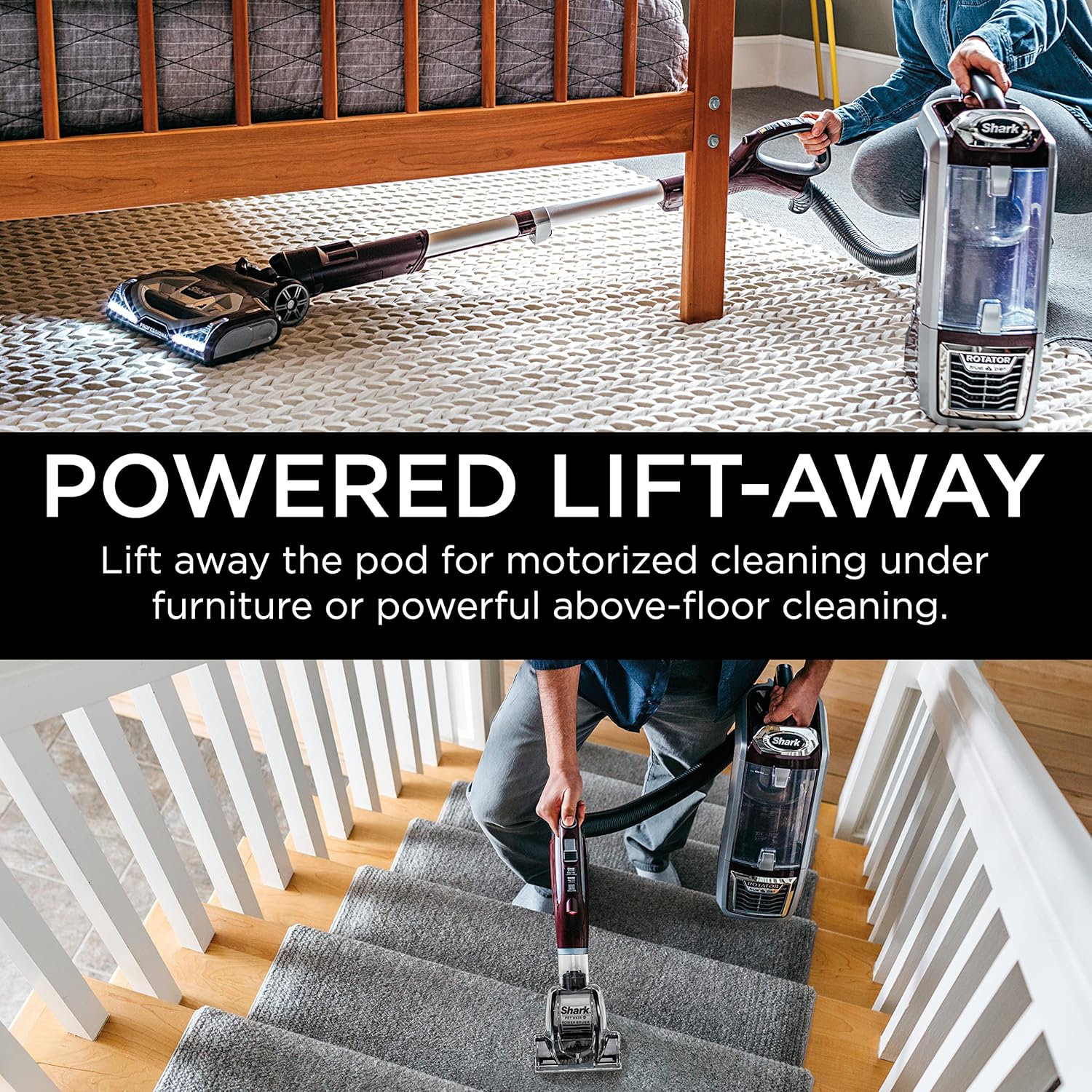 Shark NV752 Rotator Upright Vacuum - Powered Lift-Away with HEPA Filter & LED Headlights | Bordeaux
