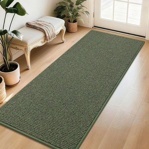 BEQHAUSE Dirt Trapper Door Mat - Non-Slip, Washable, Absorbent | 32" x 72", Green for Entryway