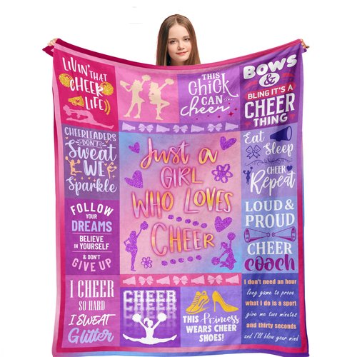 Linxher Cheerleading Gifts, Cheer Gifts for Cheerleaders, Cheerleader Gift for Girls/Women, Cheer Christmas Stuff Gift for Team, Cheerleading Blanket 50” x 40”
