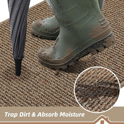 BEQHAUSE Dirt Trapper Door Mat - Non-Slip, Washable Entryway Rug | 17" x 30", Beige, Low Profile Design