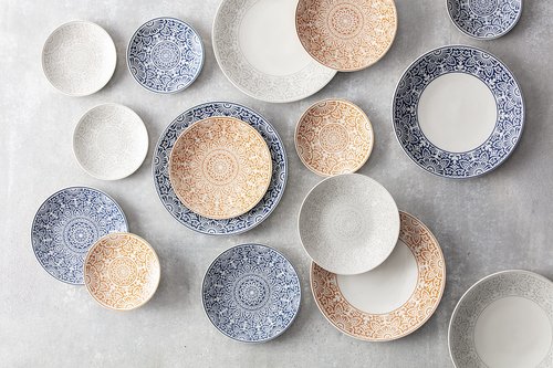 Fortessa Havana Vitrified China Coupe Rimless Plate 4 Pack, Blue, Dinner Plate, 10.75 Inche