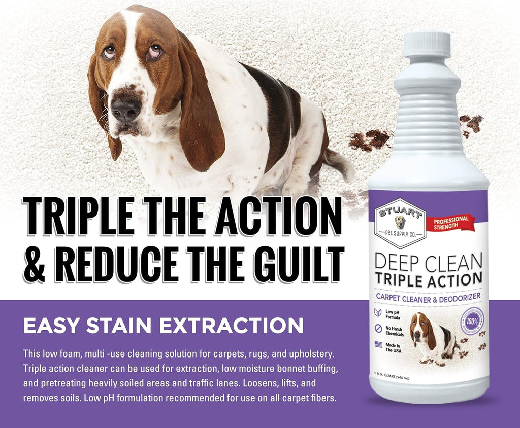 Stuart Pet Supply Co. Carpet Cleaner Solution - Professional Strength Deep Clean & Deodorizer | 128 fl oz