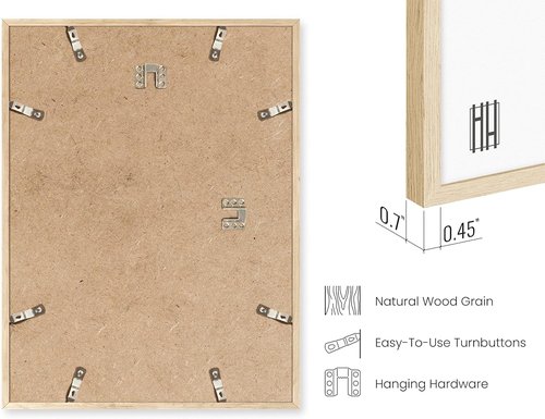 HAUS AND HUES Picture Frame - 20 x 30 Inches Beige Wood | Lightweight Natural Finish for Wall Mounting