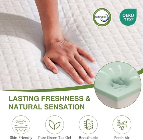 EGOHOME Memory Foam Mattress - 14 Inch Cooling Gel Bed with Pressure Relief | Medium Firm, 75''L x 54''W, White