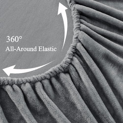 HCORA Fleece Queen Sheet Set, Luxury Soft Faux Fur Bed Sheets, Fluffy Plush Velvet Sheets Fuzzy Bedding Sheets for Fall and Winter, Cozy Warm, No Shedding, 4PC, Dark Grey