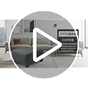Medium Grey Stretch Jacquard Ottoman Cover - Soft Slipcover for Square Ottomans