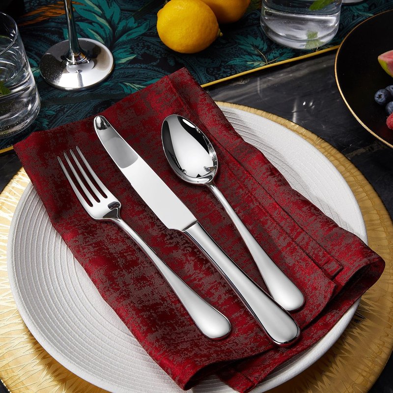 KEAWELL Premium Verona 20-Piece Silverware Set for 4, Heavy Duty – 18/10 Stainless Steel, Brilliant Mirror Finish, Smooth Edges, Dishwasher Safe (20, Silver)