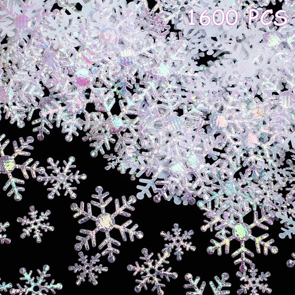 Skiennix Winter Wedding Snowflake Confetti - 1600 Pieces in 3 Sizes for Festive Table Decor