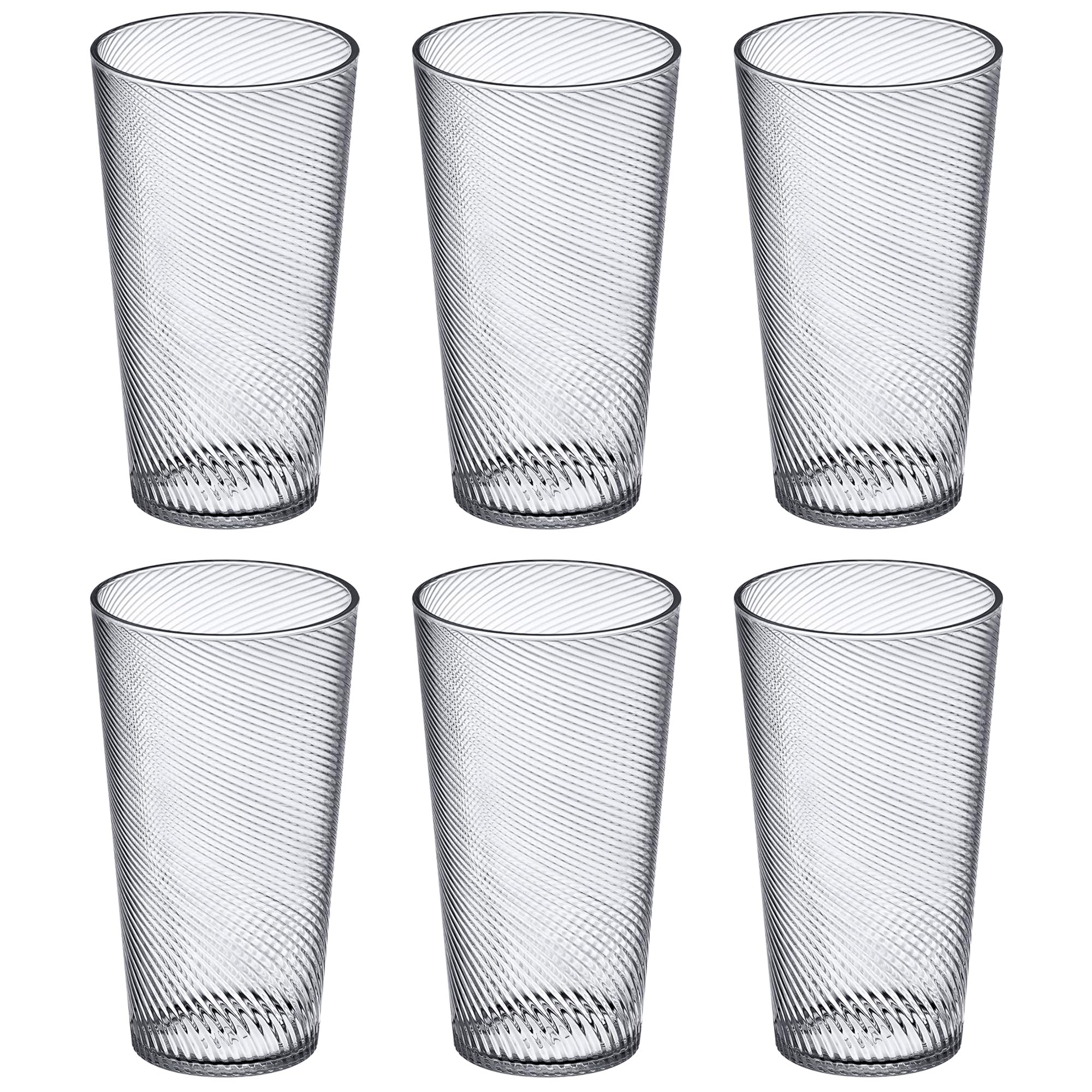 Amazing Abby - Breeze - 30-Ounce Plastic Tumblers (Set of 6), Iced-Tea Drinking Glasses, All-Clear Reusable Cups, Stackable, BPA-Free, Shatter-Proof, Dishwasher-Safe