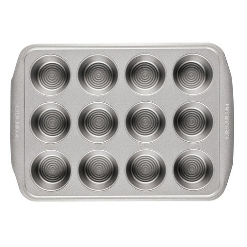 Circulon Nonstick Bakeware 12-Cup Muffin Tin, Gray, Steel