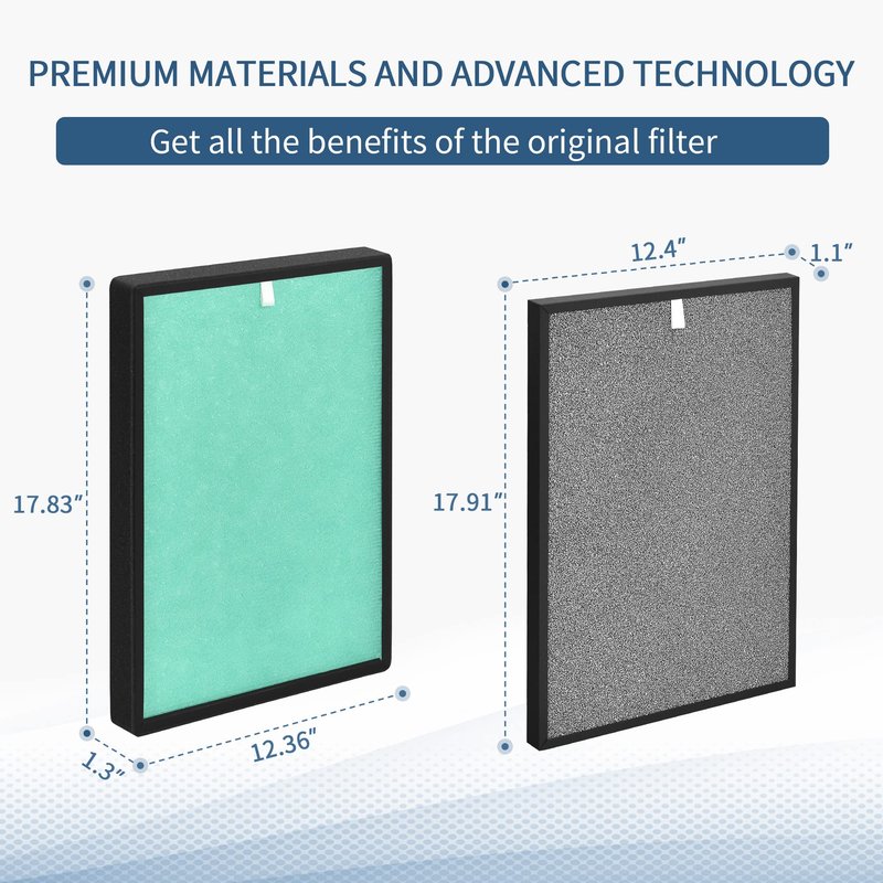 Zouhwaso PH950 Filter Compatible with Turonic PH950 4-in-2 Replacement Filter for Air Pur-ifier, Turonic PH950 Filters with H13 True HEPA, Cotton, Acti-vated Car-bon and Cold Catalyst, Set of 2