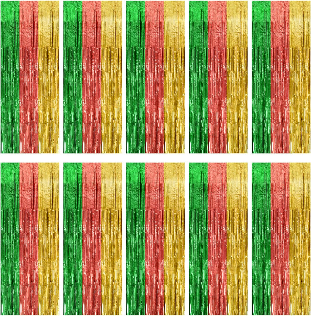 Skiennix Hawaii Party Backdrop Decorations - Vibrant Foil Fringe Curtains | 10 Pack for Summer Celebrations