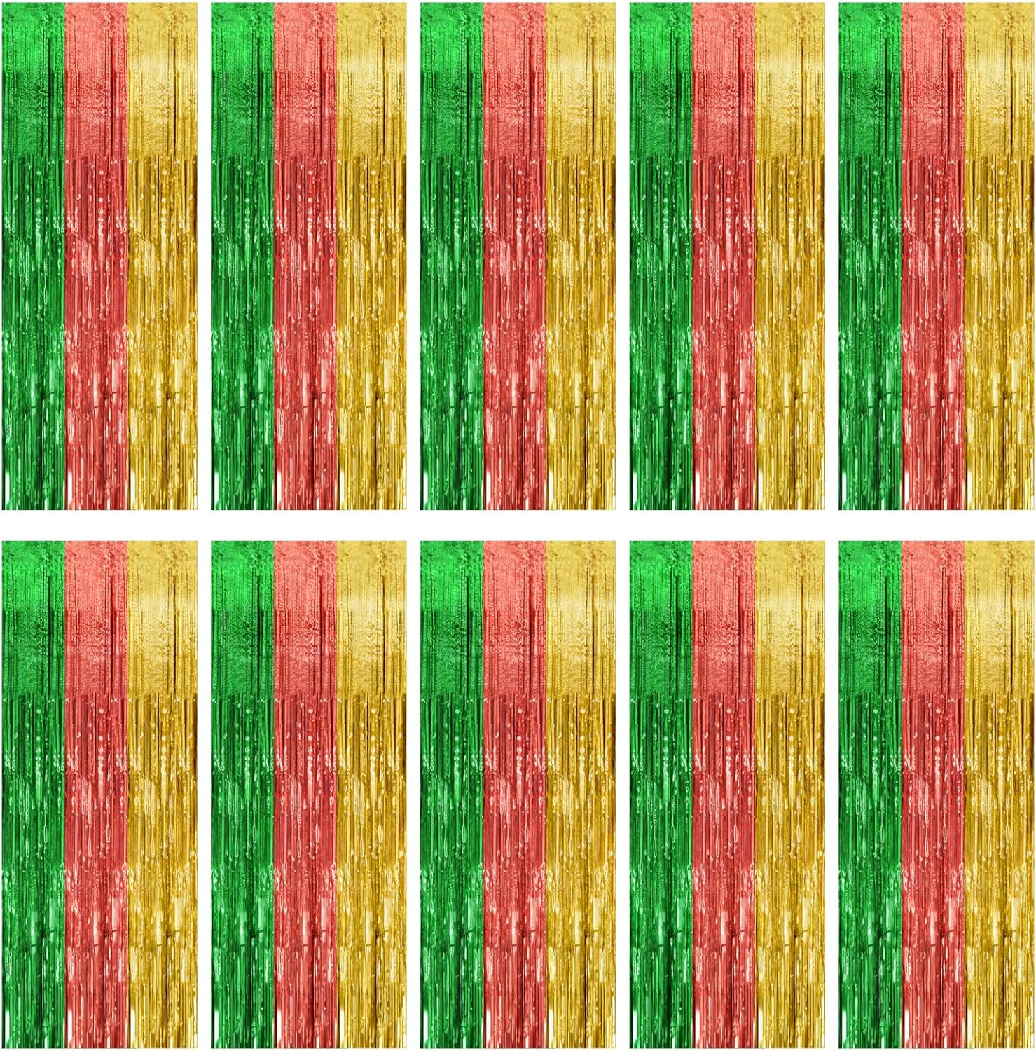 Skiennix Hawaii Party Backdrop Decorations - Vibrant Foil Fringe Curtains | 10 Pack for Summer Celebrations
