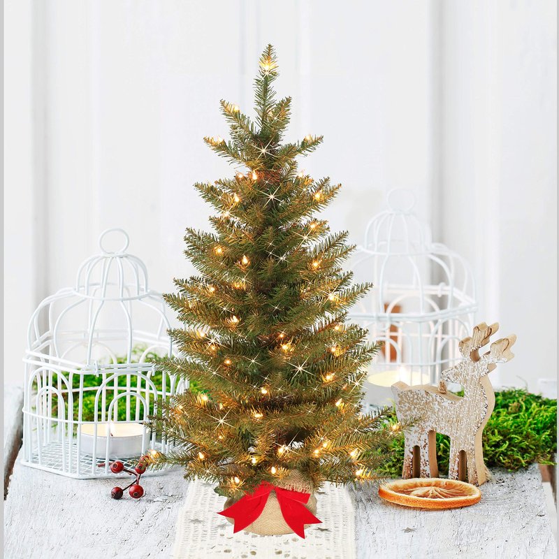 Puleo International Pre-Lit Slim Fraser Fir Artificial Christmas Tree, Green