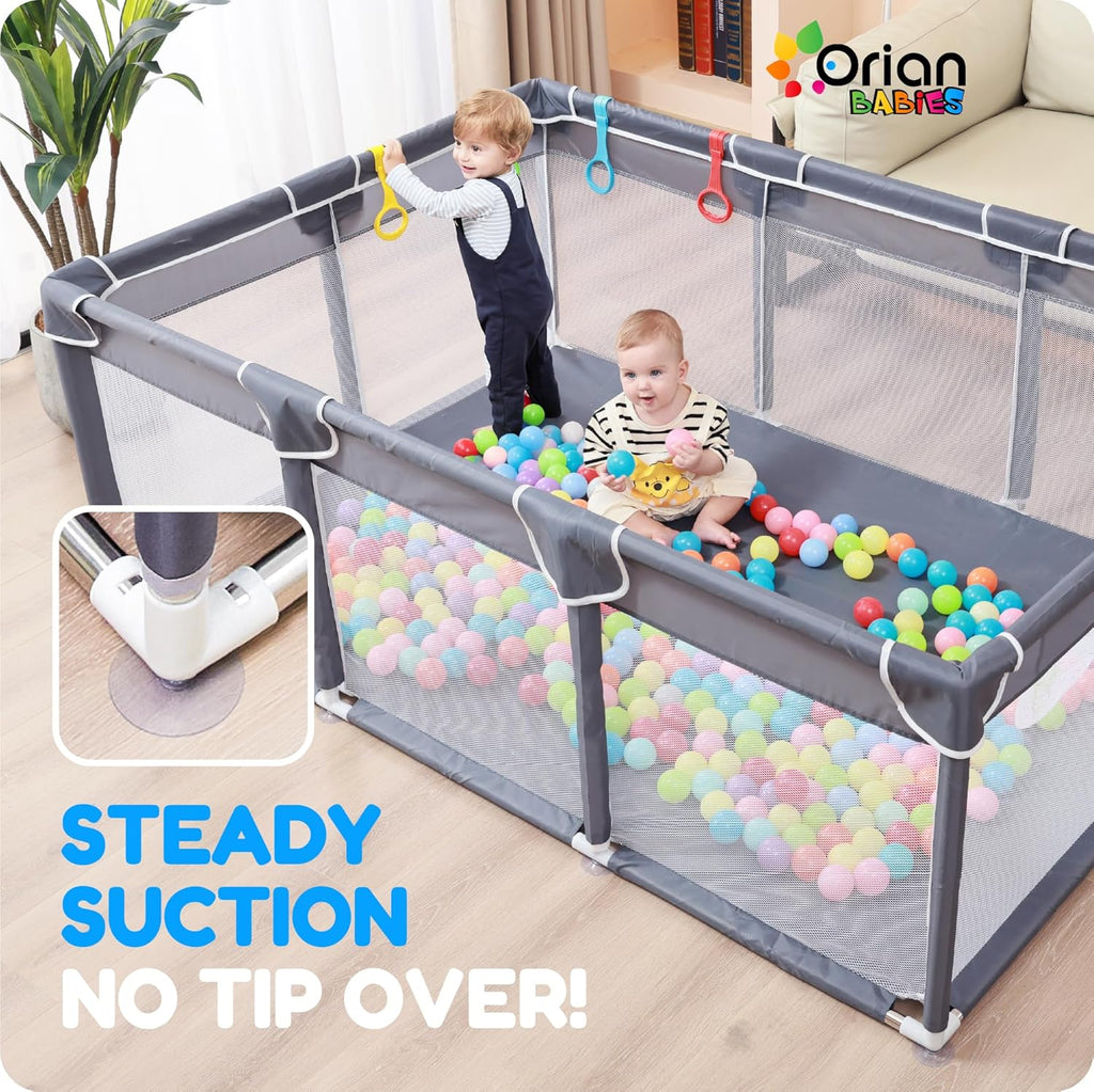 Orian Playpen - Large 50x74 Baby Play Yard with Sturdy Mesh Sides | Safe Indoor & Outdoor Play Area