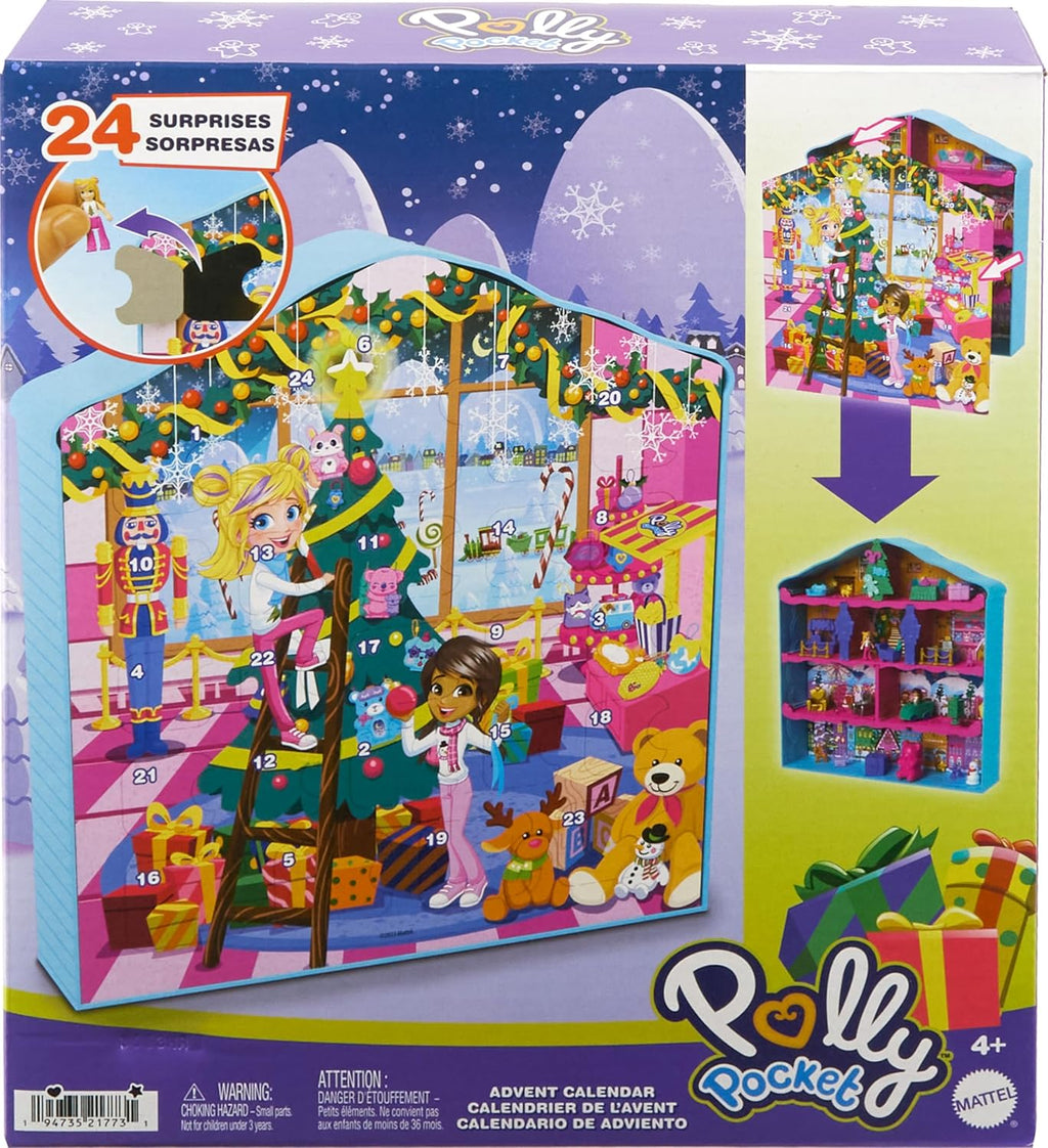 Polly Pocket Advent Calendar - Gingerbread House Playset with 24 Surprises & Holiday Accessories