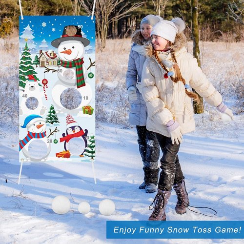Elcoho Snow Toss Games Set - 22 Pieces with Balls & Drawstring Bag for Indoor/Outdoor Winter Fun