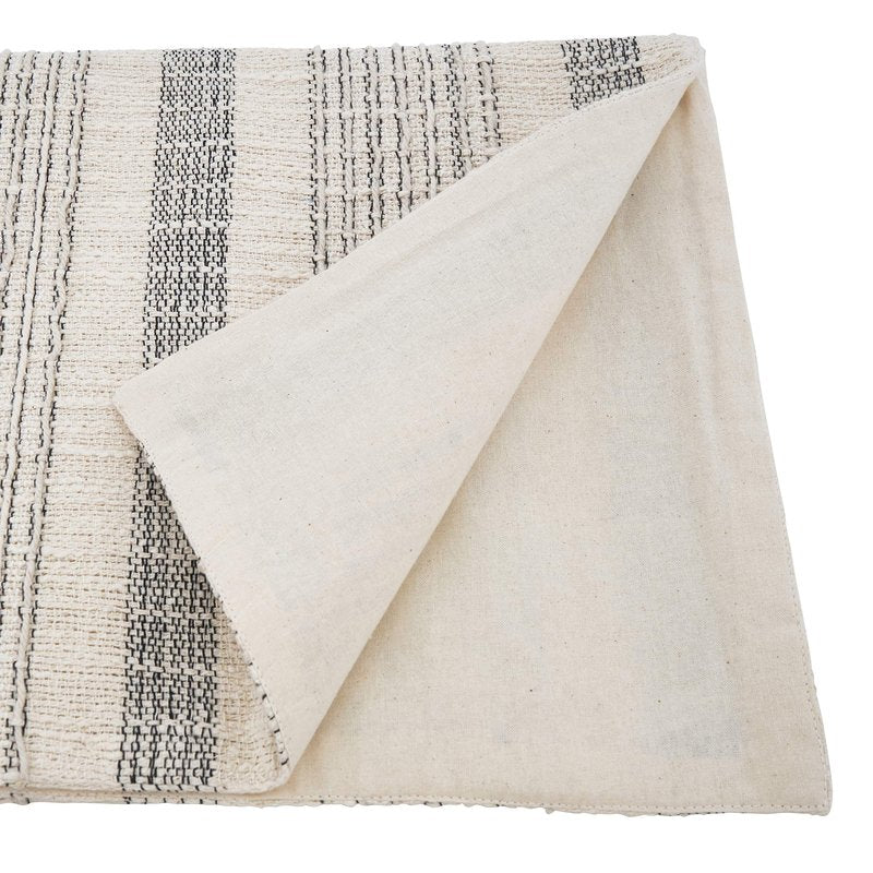 Saro Lifestyle Striped Woven Table Runner, 16"x90", Ivory