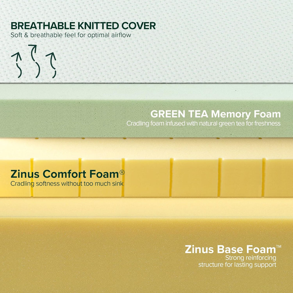 ZINUS Memory Foam Mattress - 8 Inch Green Tea Comfort | Twin XL Size for Ultimate Support