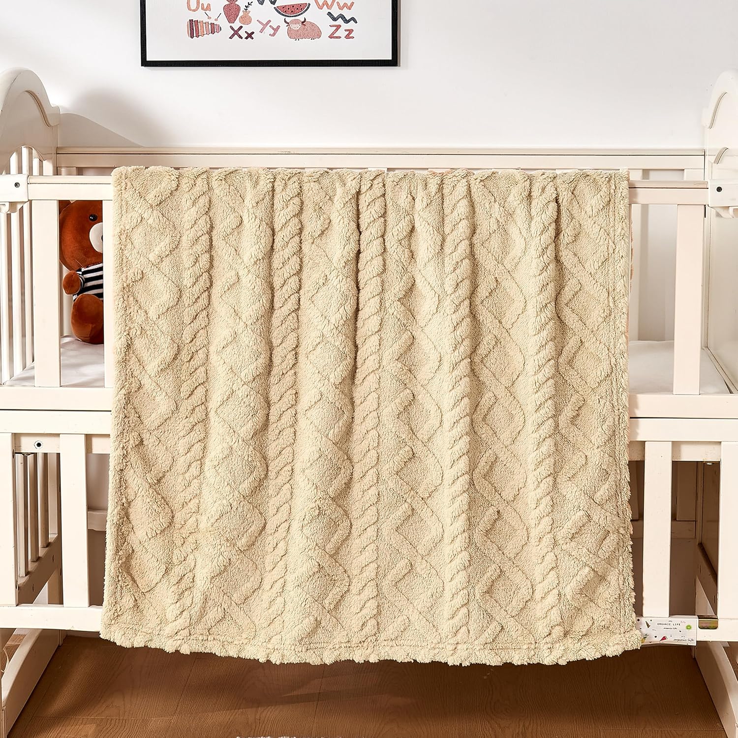 Sherpa Fleece Baby Blanket - Ultra Soft & Fluffy Premium Receiving Blanket for Infants | 30”×40” (Khaki)