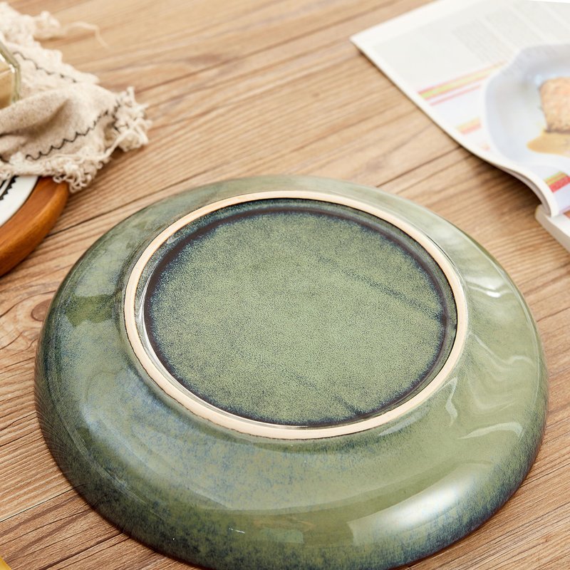 Swuut Transmutation Glaze Serving Pasta Bowl,10 inch Ceramic Wide Salad Bowls,50 Ounce Large Big Fruit Bowl for Kitchen, Microwave Oven Dishwasher Safe (Green)