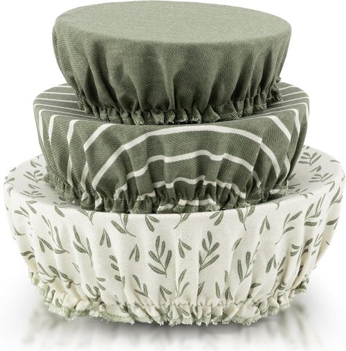 Beautiful Linen Cotton Blend Bowl Covers - Reusable Set of 3 for Bread Proofing | Fits 7" to 13" Bowls
