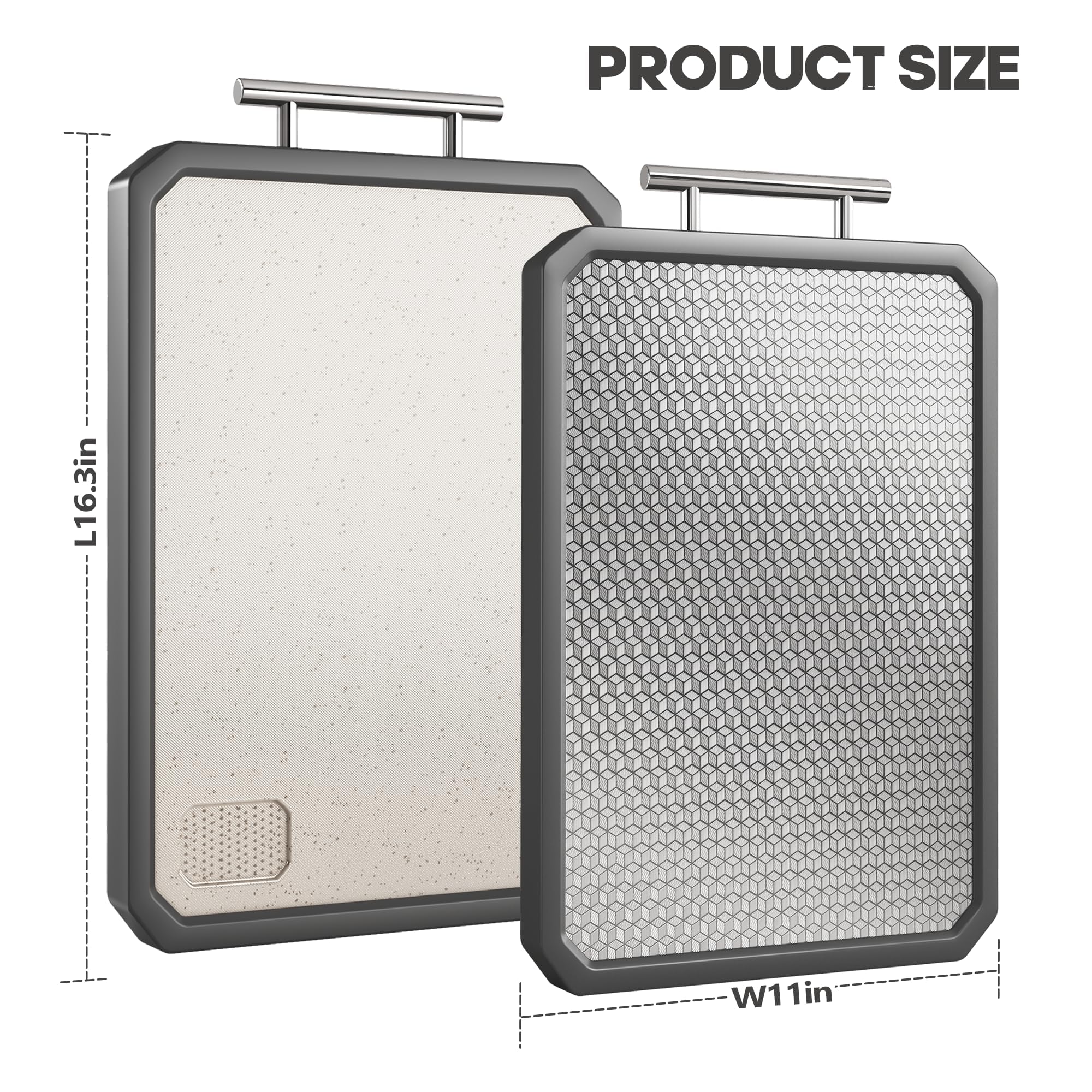 Stainless Steel Cutting Board,Double Sided Chopping Board for Kitchen,Scratch Resistant Mesh Design,Anti-Slip Silicone Edges(Grey,16"*12")