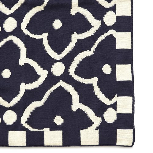 Vera Bradley Women's Cotton Double Knit Throw Blanket, Moorish Peacoat, 70 X 50