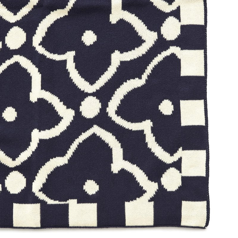 Vera Bradley Women's Cotton Double Knit Throw Blanket, Moorish Peacoat, 70 X 50