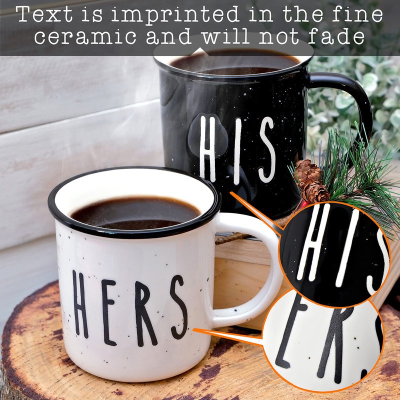 MAINEVENT His And Hers Mugs Set Of 2 Coffee Mug 11 Ounce, Cute Matching Coffee Mug Couples for Anniversary, Engagement Him Her Gift