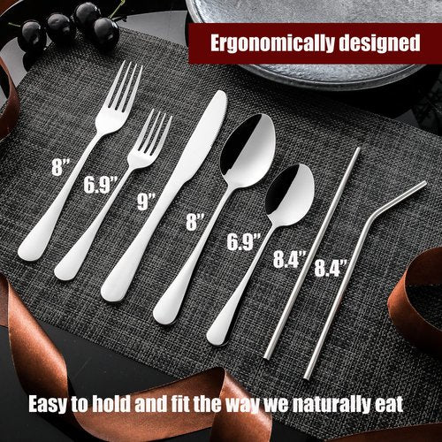 Gutuwellea 84 Pieces Silverware Service for 12 Flatware Set Stainless Steel Utensils Cutlery Set Dishwasher Safe