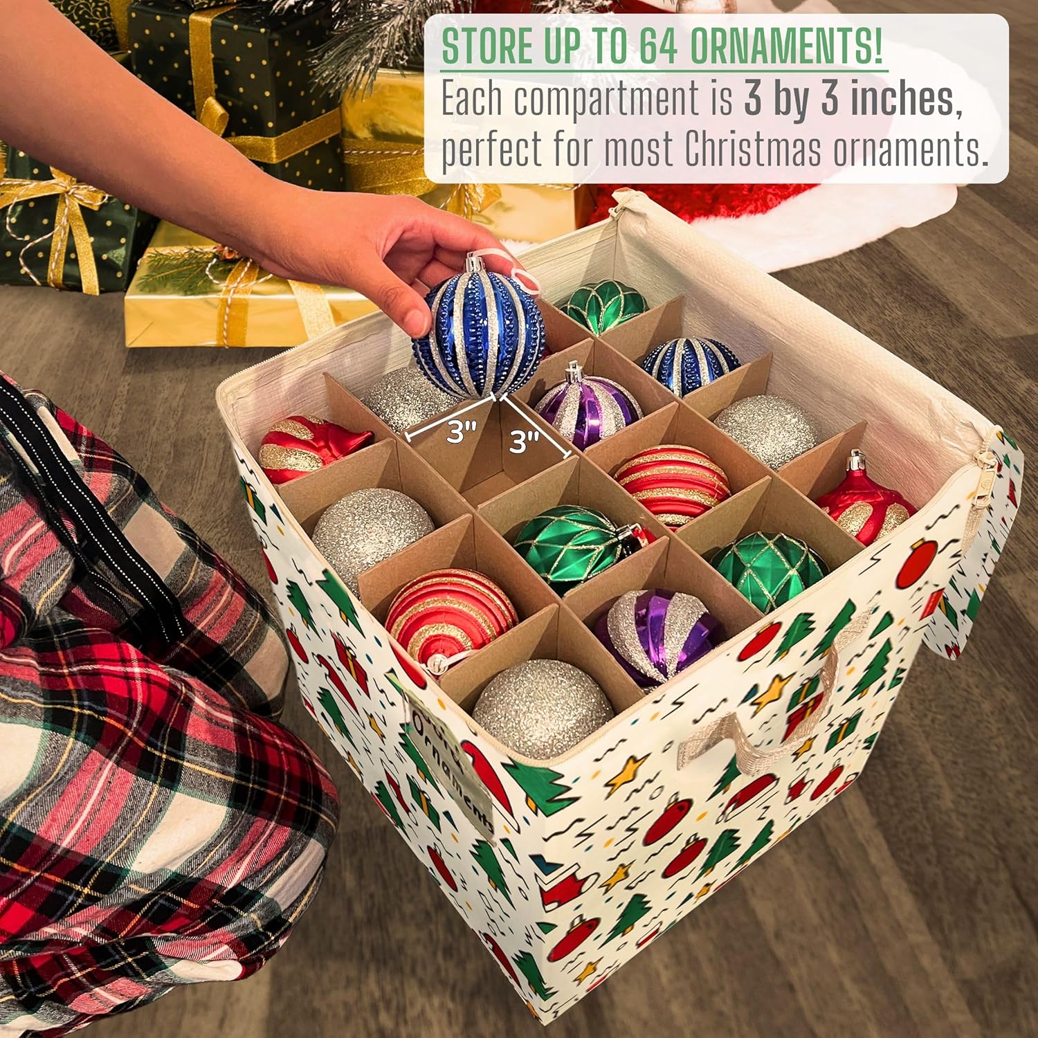 VENO Christmas Decoration Storage Bags - 3 Pack Gift Wrapping & Ornament Organizers