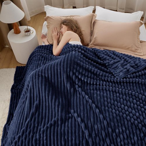 Bedsure GentleSoft Navy Fleece Blanket - Cozy Soft Couch Throw, Perfect for Women & Girls, 108x90 Inches